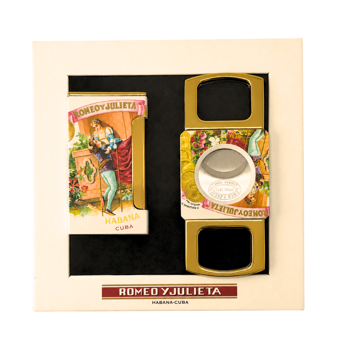 Romeo Y Julieta Lighter and Cigar Cutter Gift Set   City Cigar Emporium